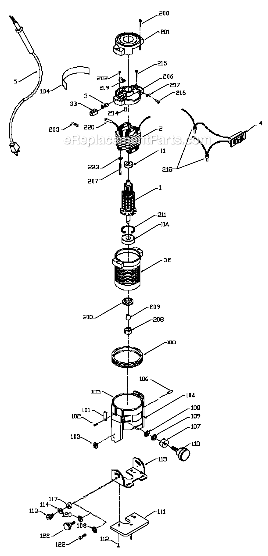 Page A Diagram and Parts List for 319 Type 2 Porter Cable Laminate Trimmer